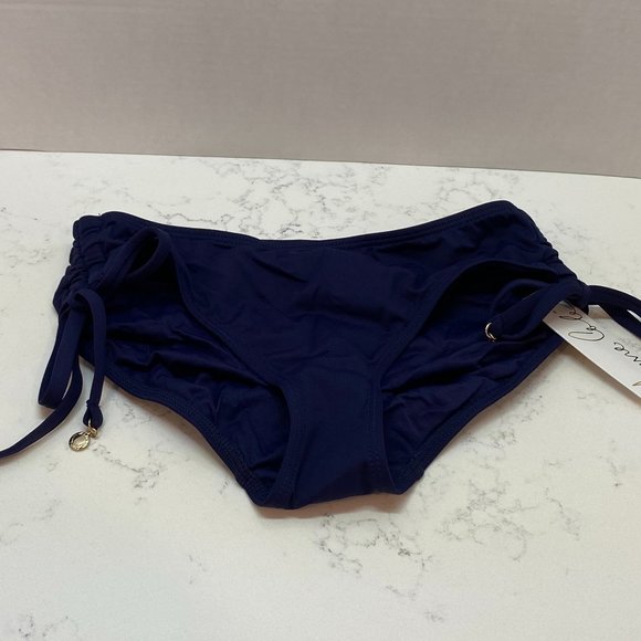 NWT Anne Cole Navy Side Tie Bikini Bottom Swimsuit - Picture 1 of 9